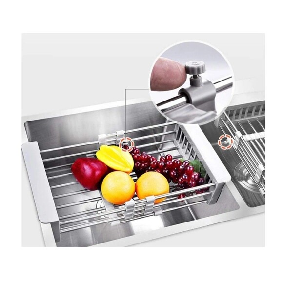 Adjustable Drying Rack Over The Sink Stainless Steel 11.5" - 18.75" Wide New - Picture 3 of 13